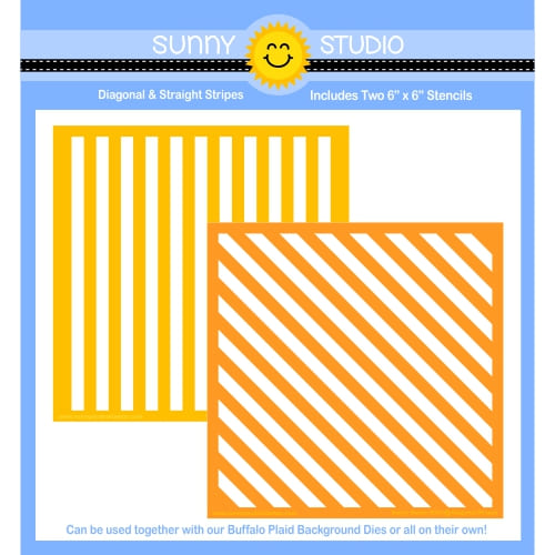 Sunny Studio Stamps Diagonal & Straight Stripes Stencils 2-piece 6x6 Striped Set