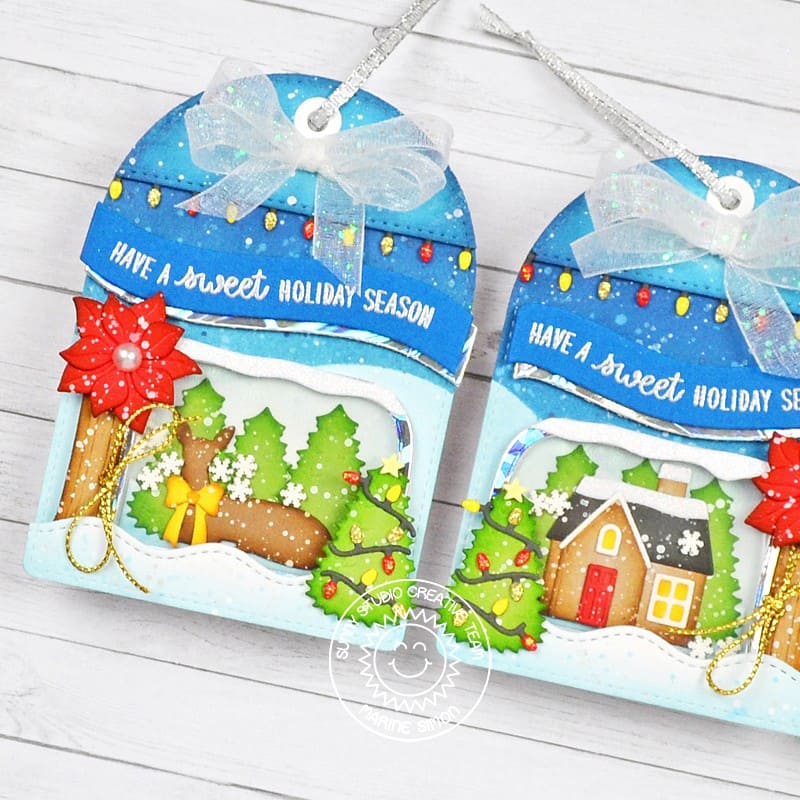 Sunny Studio Stamps Deer & House Sweet Home Christmas Gift Tag using Distinctive Door Holiday Add-on Metal Cutting Craft Dies