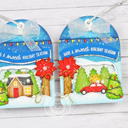 Sunny Studio Stamps Car & House Sweet Home Christmas Gift Tag using Distinctive Door Holiday Add-on Metal Cutting Craft Dies