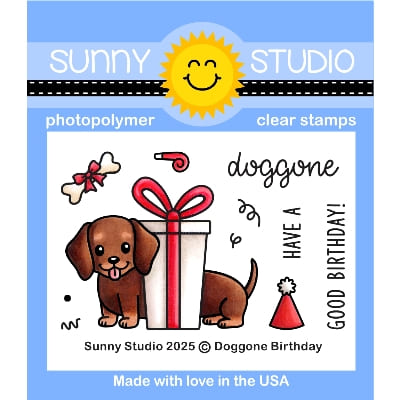 Sunny Studio Doggone Birthday 2x3 Mini Clear Photopolymer Stamps for Stamping, Cardmaking, Scrapbooking, & Paper Crafts