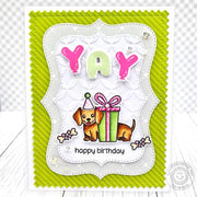 Sunny Studio Stamps Dog Doggone Good Birthday Card using Frilly Frames Chevron Stitched Zig Zag Edge Metal Cutting Craft Dies