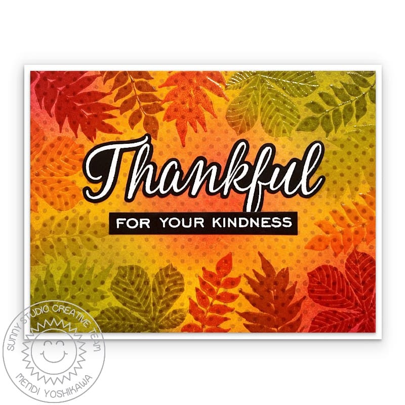 Sunny Studio Fall Leaves Distress Embossing Glaze Handmade DIY Autumn Card using Elegant Leaves 4x6 Clear Craft Stamps
