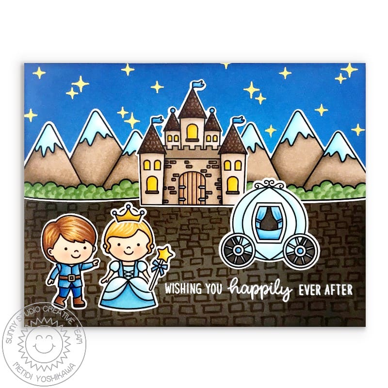 Sunny Studio Fairytale Princess Happily Ever After Wedding Card (using Enchanted Clear Stamps)