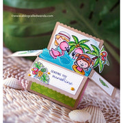 Sunny Pop-up Beach Card with Girl in Floatie Summer Card by Wanda Guess (using Coastal Cuties 2x3 Stamps)