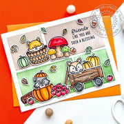Sunny Studio Woodland Critters with Mushrooms, Pumpkins & Autumn Leaves Blessing Card using Fall Friends Clear Craft Stamps