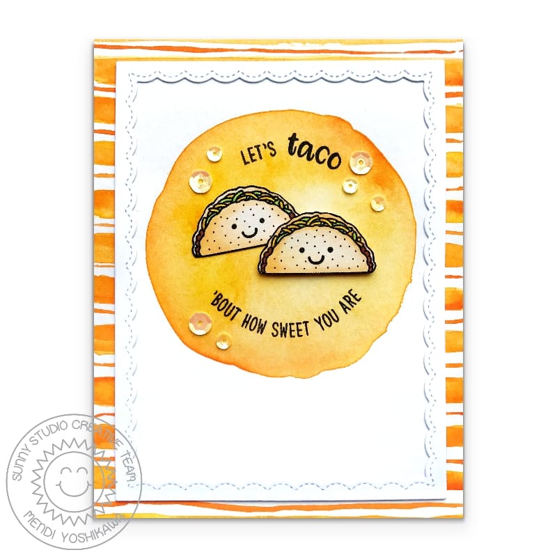 Sunny Studio: Let's Taco 'About How Sweet You Are Card (using Fast Food Fun Stamps & Fancy Frames Rectangle Dies)