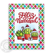 Sunny Studio Cactus Wearing Santa Hat Spanish Holiday Christmas Card (using Feliz Navidad 2x3 Clear Sentiment Stamps)