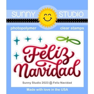 Sunny Studio Stamps Feliz Navidad Spanish Christmas Holiday 2x3 Clear Photopolymer Stamp Set SSCL-357