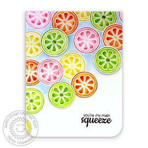 Sunny Studio Stamps Fresh & Fruity Lemon, Lime & Orange Citrus Slice Main Squeeze card