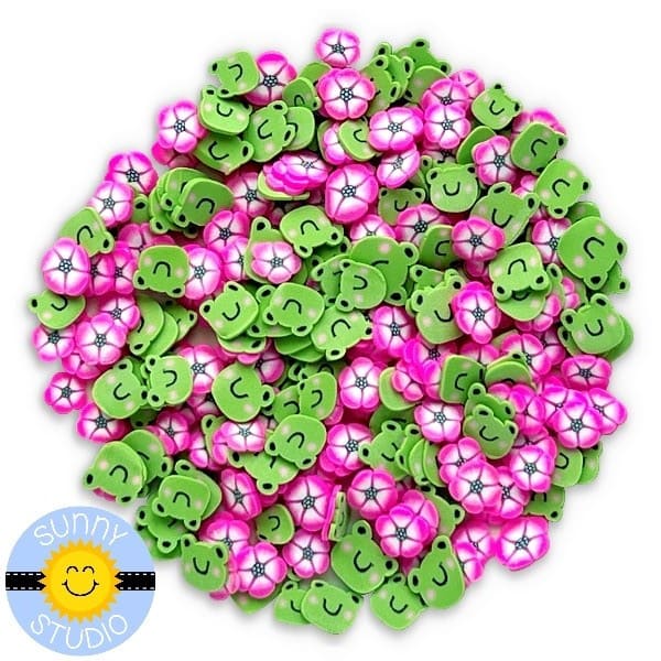 Sunny Studio Stamps Frogs & Flowers Confetti Green & Hot Pink Clay Sprinkles Embellishments for Paper Crafts and Shaker Cards SSEMB-137