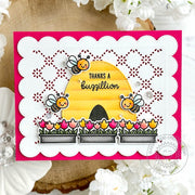 Sunny Studio Thanks A Buzzillion Honey Bees with Beehive & Tulip Flowers Thank You Card using Garden Critters Clear Stamps