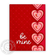 Sunny Studio Stamps Valentine's Day Be Mine Love-Themed Red Quilted Hearts Card using Heart Shaped Pearls