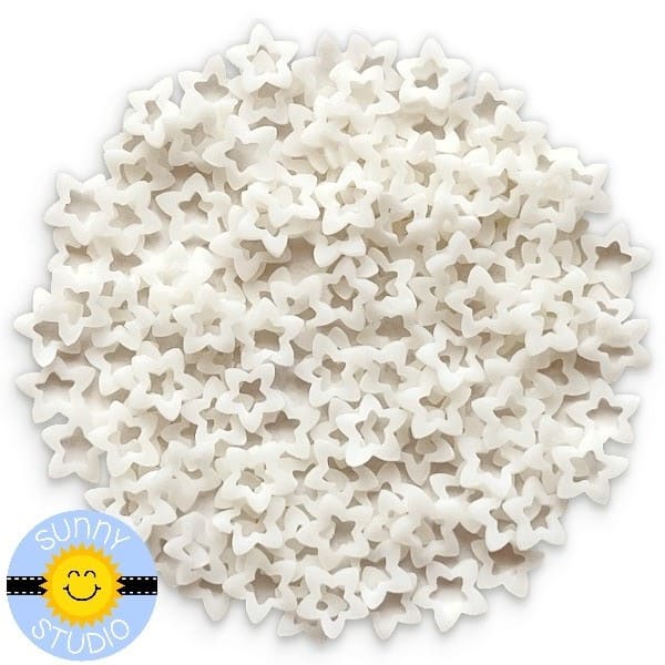 Sunny Studio Stamps Glowing White Open Stars Glow-in-the-dark Clay Confetti Sprinkles Embellishments for Paper Crafts and Shaker Cards SSEMB-141