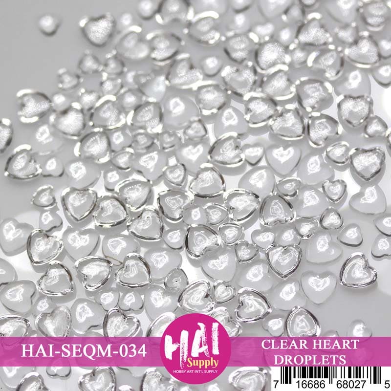 HAI Supply Clear Heart Droplets Drops Embellishments for Embellishing your cardmaking, scrapbooking, & DIY paper crafts