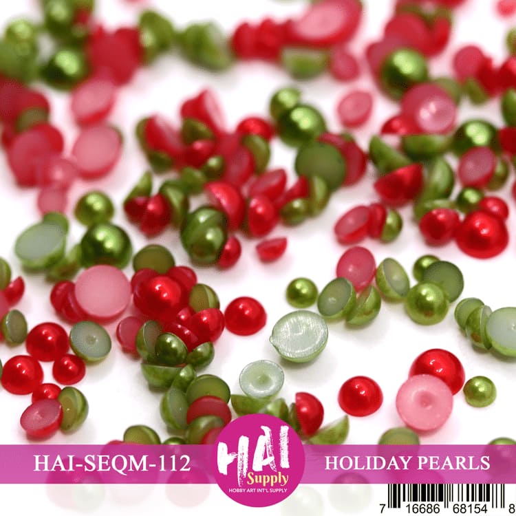 Sunny Studio Stamps: HAI Supply Red & Green Holiday Pearls Flat Back No Adhesive Embellishments