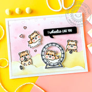 Sunny Studio Stamps I Wheelie Like You Punny Adorable Hamsters Card using Tropical Trees Backdrop Metal Cutting Craft Dies