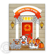 Sunny Studio Stamps Happy Howl-o-ween Dogs at Front Door Halloween Card using Brilliant Banner 4 Metal Cutting Craft Dies