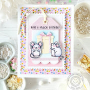 Sunny Studio Stamps Harvest Mouse with Big Present Have a Mice Birthday Punny Card using Perfect Gift Boxes Metal Craft Dies