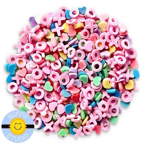 Sunny Studio Pink Iridescent Heart Confetti Embellishments - Sunny