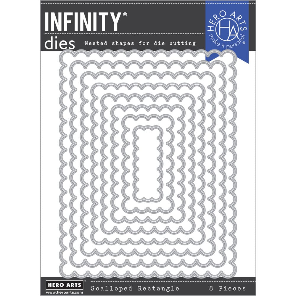 Shop Sunny Studio Stamps: Hero Arts Nesting Scalloped Rectangle Infinity 8-piece Metal Cutting Dies DF124