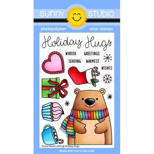 Sunny Studio Holiday Hugs Winter Bear 4x6 Clear Photopolymer Stamp Set SSCL-362