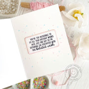 Sunny Studio You're Too Incredible to Fit Wishes Into One Day Cat Card using Inside Greetings Belated Birthday Clear Stamps