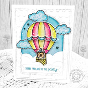 Sunny Studio Stamps Koala in Hot Air Balloon Belated Birthday Polka-dot Embossed Card using Lots of Dots 6x6 Embossing Folder