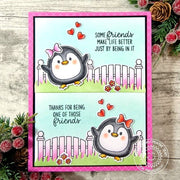 Sunny Studio Some Friends Make Life Better Just By Being In It Penguin Friendship Card using Penguin Pair Clear Craft Stamps