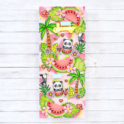 Sunny Studio Stamps Panda Bears with Melon Slices & Jungle Leaves Summer Card using Juicy Watermelon Metal Cutting Craft Dies