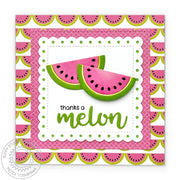 Sunny Studio Stamps Thanks A Melon Pink Scalloped Summer Thank You Card using Juicy Watermelon Metal Cutting Craft Dies