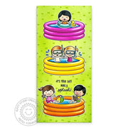 Sunny Studio "It's Your Day, Make A Splash" Kids Swimming in Pools Summer Birthday Card using Kiddie Pool Clear Craft Stamps
