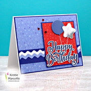 Sunny Studio Stamps Red, White & Blue Metallic Silver Balloons Birthday Card (using Bright Balloons Metal Cutting Dies)