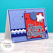 Sunny Studio Stamps Red, White & Blue Metallic Silver Balloons Birthday Card (using Ric Rac Border Metal Cutting Dies)
