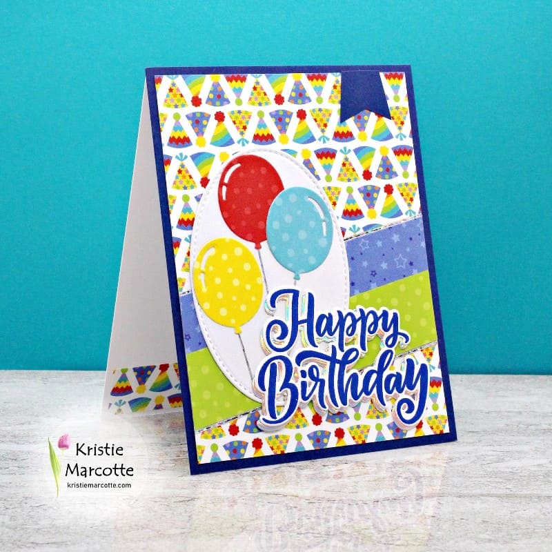 Sunny Studio Stamps Balloons & Party Hats Birthday Card by Kristie Marcotte (using Bright Balloons Metal Cutting Dies)