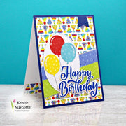 Sunny Studio Stamps Balloons & Party Hats Birthday Card (using Surprise Party 6x6 Patterned Paper Pack Pad)