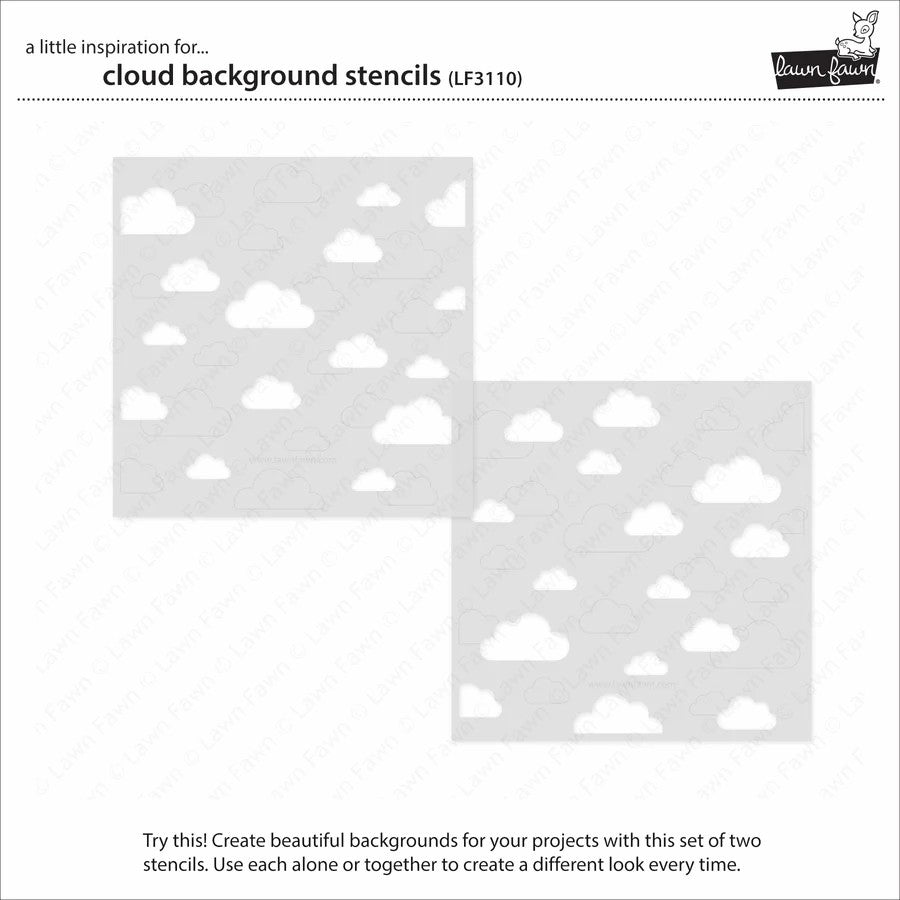 Lawn Fawn Cloud Background Stencils 2-piece 6x6 Set LF3110