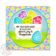 Sunny Studio May Your Easter Basket Be Filled with Peace, Joy & Happiness Spring Card (using Layered Basket 4x6 Layering Stamps)