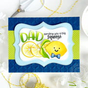 Sunny Studio Stamps Sending You A Big Squeeze Dad Lemon Embossed Father's Day Card using Moroccan Circles Embossing Folder