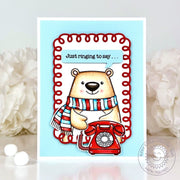 Sunny Studio Stamps Just Ringing to Say Hello Bear with Telephone Tri-Fold Card using Speech Bubbles Extra Metal Craft Dies