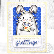 Sunny Studio Stamps Bunny Holding Easter Card Handmade Spring Card using Loopy Rectangle Frame Dies Metal Cutting Craft Dies
