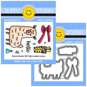 Sunny Studio Stamps Lovable Llama Alpaca 2x3 Clear Photopolymer Mini Stamps & Metal Cutting Craft Dies Set
