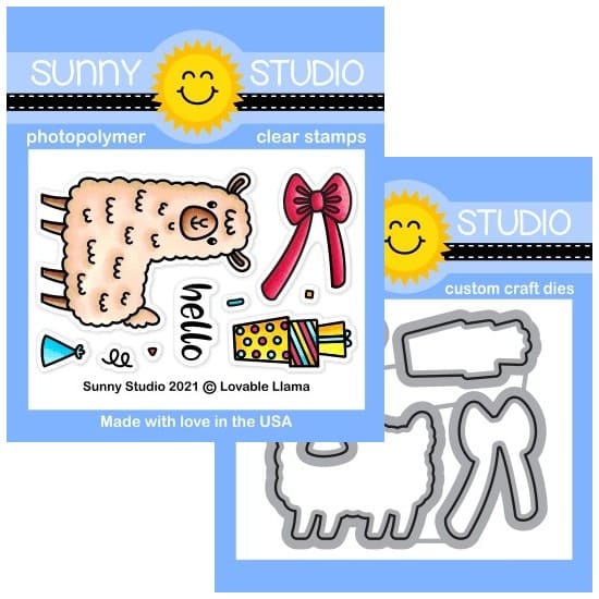 Sunny Studio Stamps Lovable Llama Alpaca 2x3 Clear Photopolymer Mini Stamps & Metal Cutting Craft Dies Set