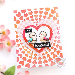 Sunny Studio To My Tweetheart Birds Framed by Bursting Heart Background Valentine's Day Card using Love Birds Clear Stamps