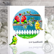 Sunny Studio Stamps To My Tweetheart Love Birds Valentine's Day Shadow Box Card by Rachel Alvarado using Picket Fence Dies