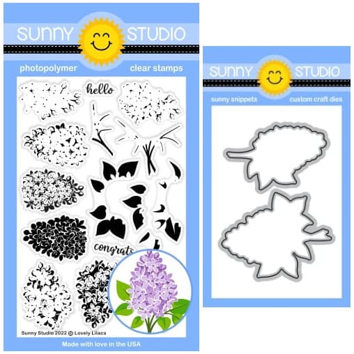 Sunny Studio Lovely Lilacs Spring Floral Layering Layered Clear Photopolymer Stamps & Metal Cutting Craft Dies Set