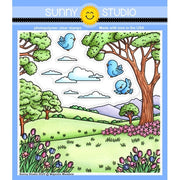 Sunny Studio Majestic Meadow Clear Photopolymer 6x6 Background Stamps for Stamping, Cardmaking, Scrapbooking, & Paper Crafts