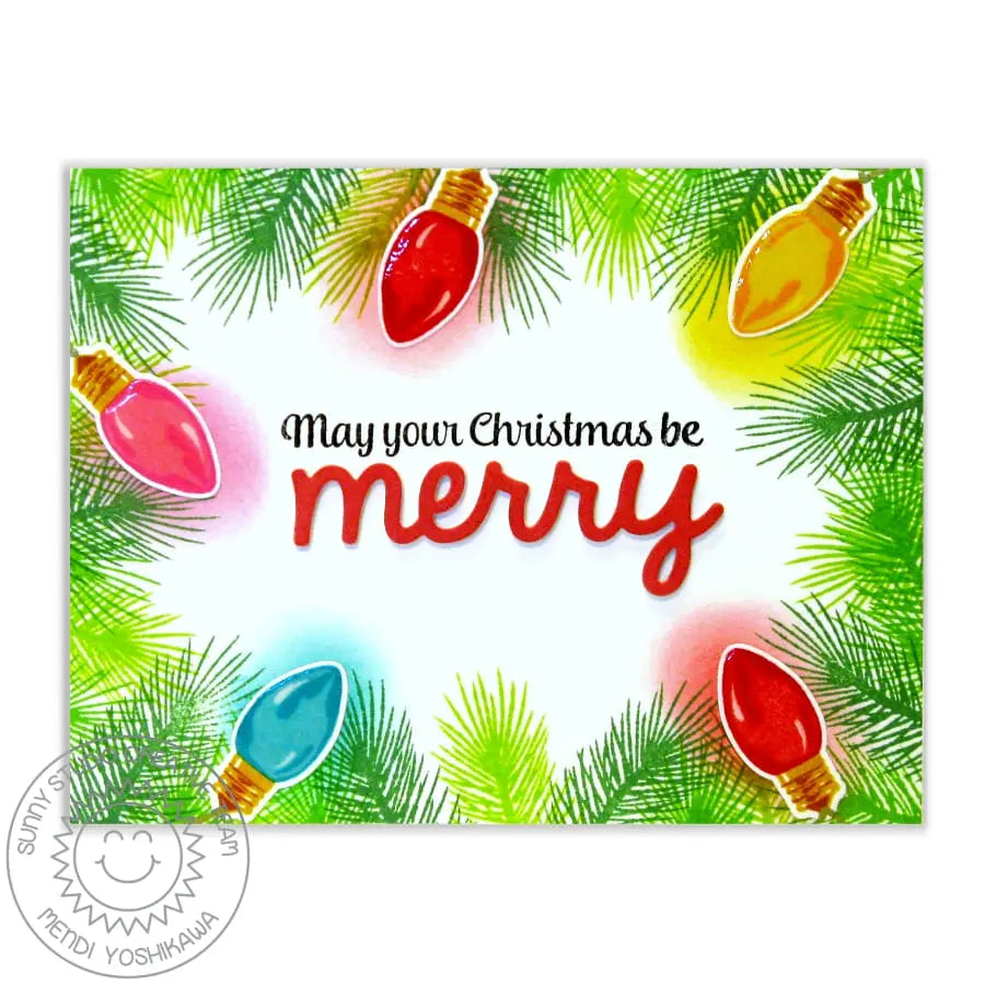 Sunny Studio Stamps May Your Christmas Be Merry Holiday Sentiments Lightbulbs Card