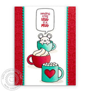 Sunny Studio Sending A Big Hug In A Mug Mouse in Hot Cocoa Cup Holiday Card (using Merry Mice 4x6 Clear Stamps)