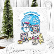 Sunny Studio Season's Greetings Mouse Snowman Handmade DIY Winter Holiday Christmas Card using Merry Mice Clear Craft Stamps