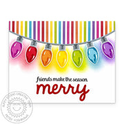 Sunny Studio Stamps Friends Make the Season Merry String of Lights Christmas Card using Merry Word Metal Cutting Craft Dies